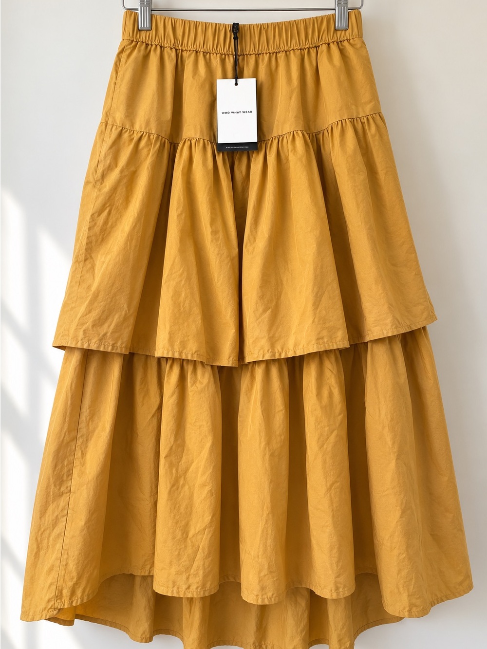 Who What Wear Honey Mustard Tiered Maxi Skirt Size M NWT